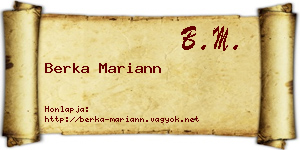 Berka Mariann névjegykártya